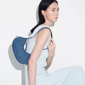 Charles Keith Petra Y2K Denim Curved Shoulder Bag Denim Blue